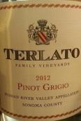 特拉托家族灰皮諾干白葡萄酒(Terlato Family Vineyards Pinot Grigio, Russian River Valley, USA)