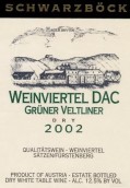 Weingut Schwarzbock Satzen-Furstenberg Gruner Veltliner Weinviertel, Austria