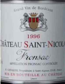 圣尼可拉斯酒莊干紅葡萄酒(Chateau Saint-Nicolas, Fronsac, France)