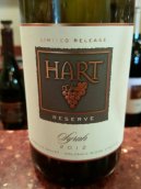 哈特珍藏西拉紅葡萄酒(Hart Reserve Syrah , Temecula Valley, USA)