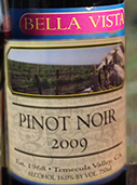 貝拉·維斯塔黑皮諾干紅葡萄酒(Bella Vista Winery Pinot Noir, California, USA)