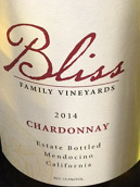 比利斯酒莊霞多麗干白葡萄酒(Bliss Family Vineyards Chardonnay, Mendocino, USA)