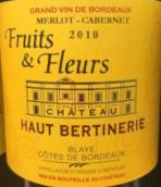 侯伯汀妮酒莊花果白葡萄酒(Chateau Haut Bertinerie Fruits et Fleurs Blanc, Blaye Cotes de Bordeaux, France)