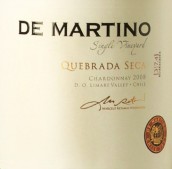 德馬丁諾單一園霞多麗干白葡萄酒(De Martino Single Vineyard Quebrada Seca Chardonnay, Limari Valley, Chile)