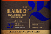 布萊德諾克塔利亞27年稀有發(fā)行蘇格蘭單一麥芽威士忌(Bladnoch Talia 27 Year Old Rare Release Single Malt Scotch Whisky, Lowlands, UK)