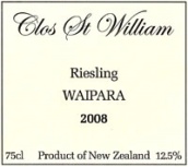 克洛斯威廉雷司令干白葡萄酒(Clos St William Riesling, Waipara, New Zealand)